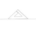 triangular ruler, square, geometry, technical drawing one line art. Continuous line drawing of online learning, school