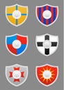 Triangular shields icons set