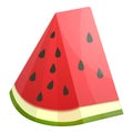 Triangular slice watermelon icon, cartoon style Royalty Free Stock Photo