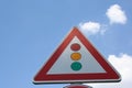 Triangular taffic signal road sign, Germany. Royalty Free Stock Photo