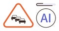Traffic Warning Sign with AI Progress Indicator Representing Technology and Road Automation Royalty Free Stock Photo
