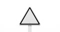 Triangular traffic sign with a white background and thick black border, mounted on a Royalty Free Stock Photo