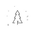 Triangular tree simple vector line icon. Christmas tree sign isolated on white background. Editable stroke Royalty Free Stock Photo