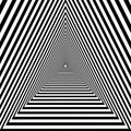 Triangular tunnel, black and white geometric psychedelic optical