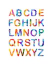 Triangular vector alphabet. Multicolored letters