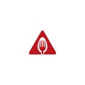 Triangular vector and cutlery for a restaurant, cafe, canteen or other dining place icon Royalty Free Stock Photo