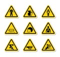 Triangular Warning Hazard Symbols labels Sign Isolate on White Background,Vector Illustration Royalty Free Stock Photo