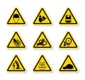 Triangular Warning Hazard Symbols labels Sign Isolate on White Background,Vector Illustration Royalty Free Stock Photo
