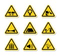 Triangular Warning Hazard Symbols labels Sign Isolate on White Background,Vector Illustration Royalty Free Stock Photo