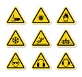 Triangular Warning Hazard Symbols labels Sign Isolate on White Background,Vector Illustration Royalty Free Stock Photo