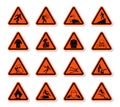 Triangular Warning Hazard Symbols labels Sign Isolate on White Background,Vector Illustration Royalty Free Stock Photo