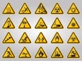 Triangular Warning Hazard Symbols labels On White Background