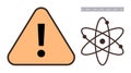 Warning Sign with Exclamation Mark and Atomic Structure Representing Scientific or Industrial Caution Royalty Free Stock Photo