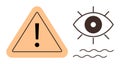 Warning Sign with Eye Symbol and Wavy Lines Representing Alertness and Caution Concepts Royalty Free Stock Photo