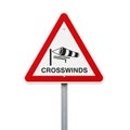 Warning Sign For Crosswinds With Red Border And Black Icon On White Background Royalty Free Stock Photo