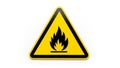 Triangular warning sign with a vivid black flame symbol indicating Royalty Free Stock Photo