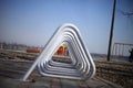 triangular white iron spiral in the playground