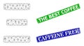 Scratched The Best Coffee Stamp Seals and Polygonal Mesh Xi Greek Symbol Icon Royalty Free Stock Photo