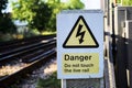 triangular yellow sign of the danger of electric shock Royalty Free Stock Photo