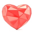 Triangulated glossy heart shape. 3D render Royalty Free Stock Photo