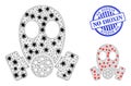 Triangulated Mesh Gas Mask Icons with Virus Elements and Grunge Round No Dioxin Seal