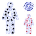 Triangulated Mesh Groom Icons with Coronavirus Centers and Textured Round For Boys Badge