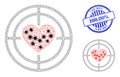 Triangulated Mesh Love Target Pictograms with Covid Elements and Scratched Round 100.00 percents Stamp