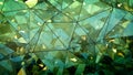 Triangulated multilayered green glass construction abstract 3D r