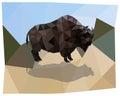 Triangulation of a bison. Polygonal silhouettes of animals. Vector illustration