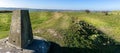 Triangulation point or station at the top of White Sheet Hill with beautiful panoramic views across the countryside in Wiltshire Royalty Free Stock Photo