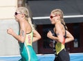 Triathlete Emma Jackson and Rebecca Robisch running