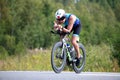 Triathlete overcomes the cycle stage