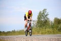 Triathlete overcomes the Cycling stage.