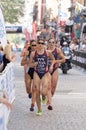 Triathlete Sarah True running, followed competitors