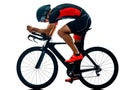 Triathlete triathlon Cyclist cycling silhouette isolated white b Royalty Free Stock Photo