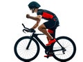 Triathlete triathlon Cyclist cycling silhouette isolated white b