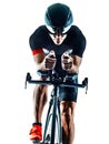 Triathlete triathlon Cyclist cycling silhouette isolated white b