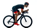 Triathlete triathlon Cyclist cycling silhouette isolated white b Royalty Free Stock Photo