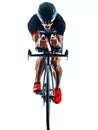 Triathlete triathlon Cyclist cycling silhouette isolated white b Royalty Free Stock Photo