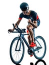 Triathlete triathlon Cyclist cycling silhouette isolated white b Royalty Free Stock Photo
