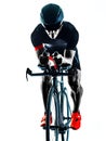 Triathlete triathlon Cyclist cycling silhouette isolated white background Royalty Free Stock Photo