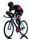 Triathlete triathlon Cyclist cycling silhouette isolated white background Royalty Free Stock Photo