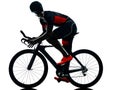 Triathlete triathlon Cyclist cycling silhouette isolated white background Royalty Free Stock Photo