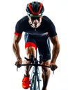 Triathlete triathlon Cyclist cycling silhouette isolated white b Royalty Free Stock Photo