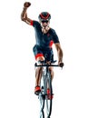 Triathlete triathlon Cyclist cycling silhouette isolated white b