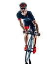 Triathlete triathlon Cyclist cycling silhouette isolated white b