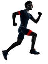 Triathlete triathlon runner running silhouette isolated white background