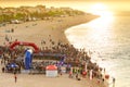 Triathletes on the beach on start of the Ironman triathlon competition Royalty Free Stock Photo