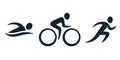 Triathlon activity icons: swimming, bicycle, running Royalty Free Stock Photo