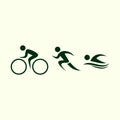 Triathlon activity icons - swimming, running, bike. Royalty Free Stock Photo